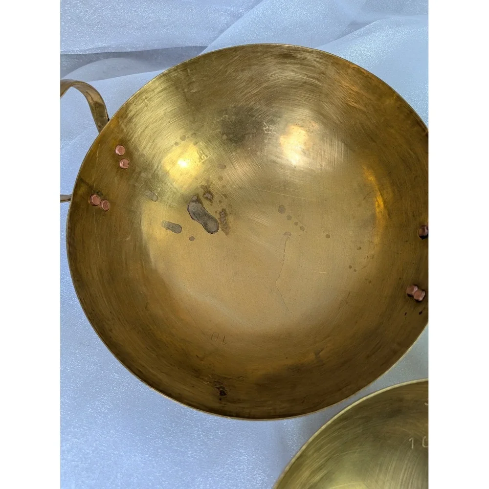 Vintage Brass Bowls with Handles Kadhai Indian Serving Dish‎ Home Decor